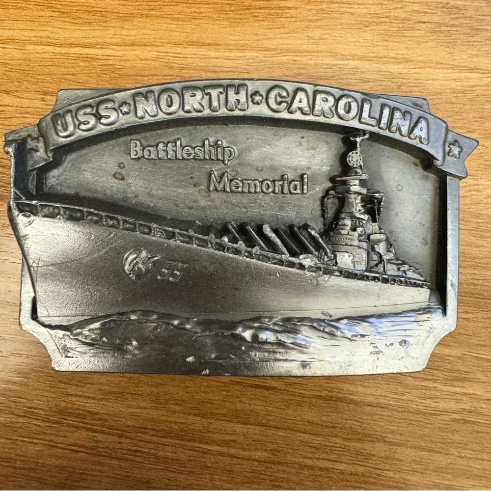 1988 Siskiyou Uss North Carolina Battleship Memorial Wilmington Nc Belt Buckle